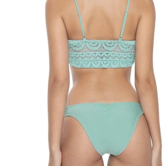 Lace Trim Aqua Bikini Set - Picture 2 of 3